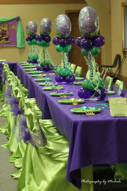 purple and green party supplies